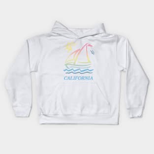 80s Vintage Style / California Aesthetic Sailboat Faded Design Kids Hoodie